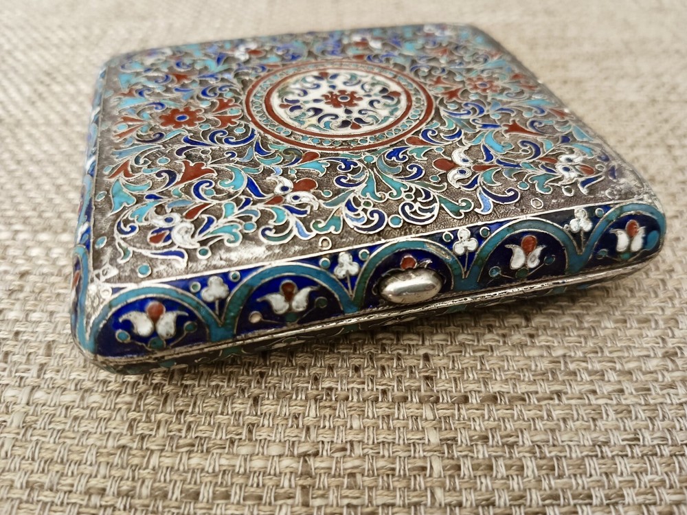 ✅ Caesarian (Old Russian) Solid Silver/Enamel Cigarette Case - RARE VINTAGE ✅