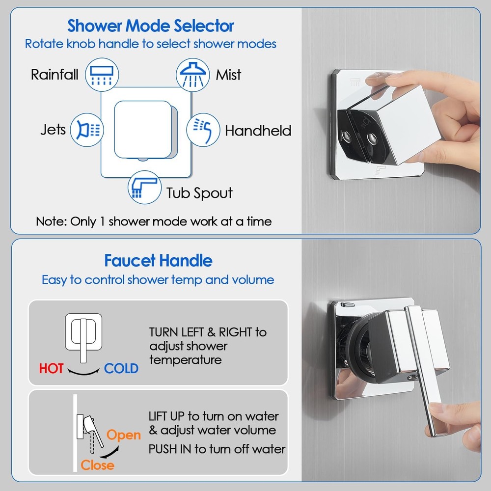 ROVOGO Led Shower Panel Tower System, 2-Setting Lighted Shower Head (Rainfall...