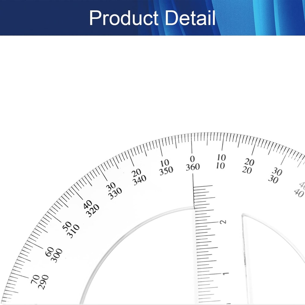 360 Degree Clear Protractor 20cm/8 Inch Diameter Plastic Math Protra...