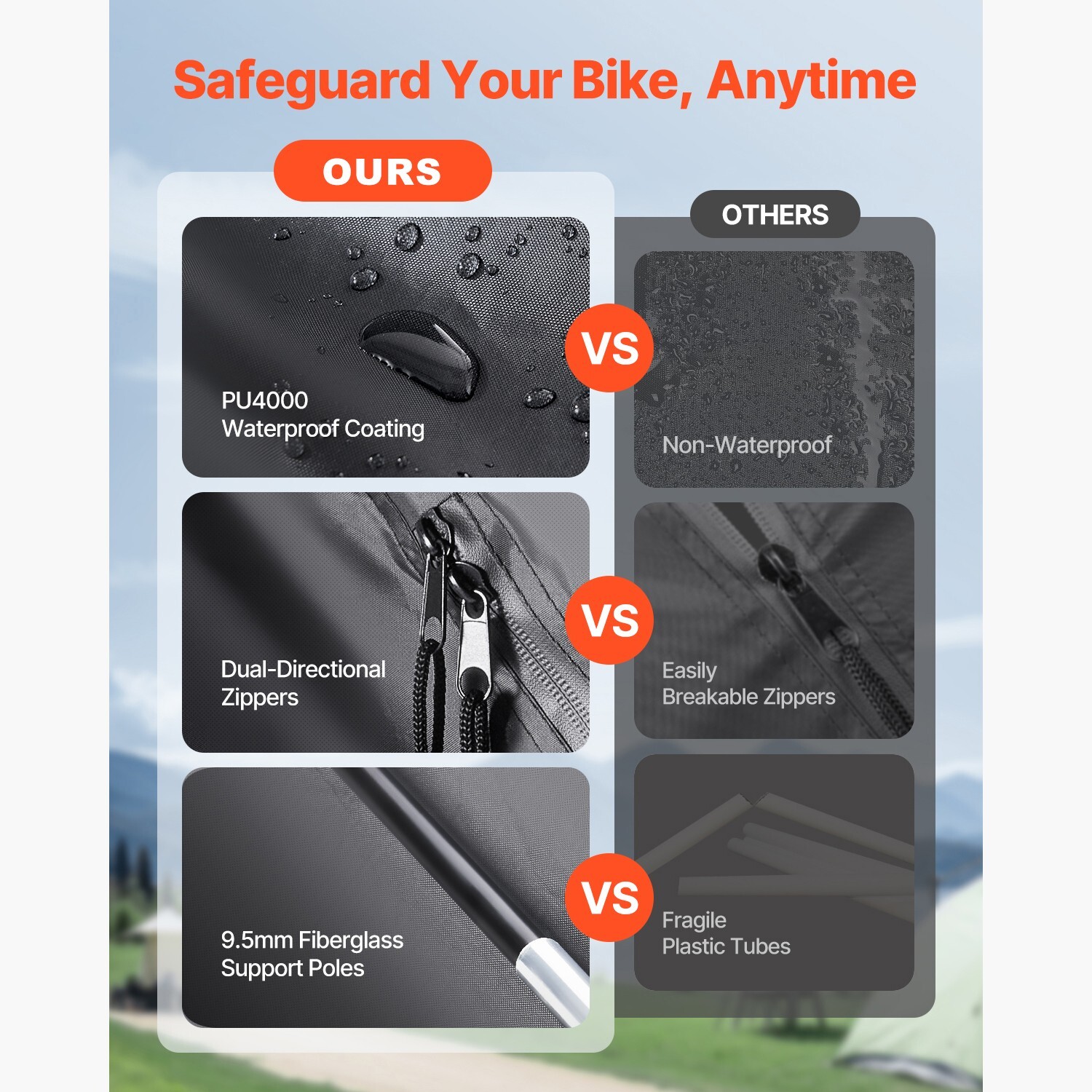 Outdoor Bike Storage Tent Fan-Shaped Waterproof Bike Shed for 1-2/4-5/5+ Bikes