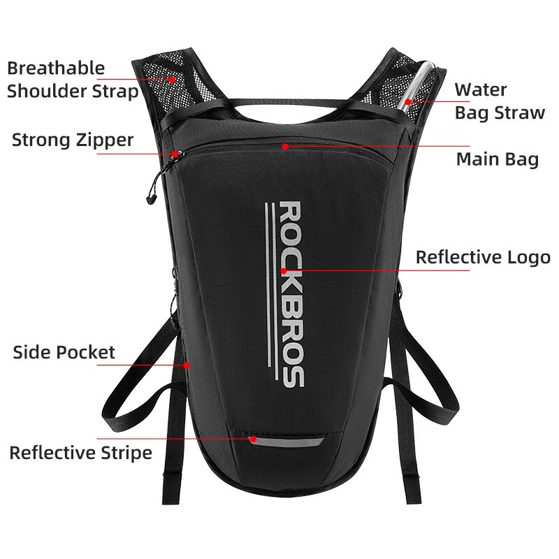 ROCKBROS Lightweight Hydration Backpack,Running Backpack with 2L Water Bladder