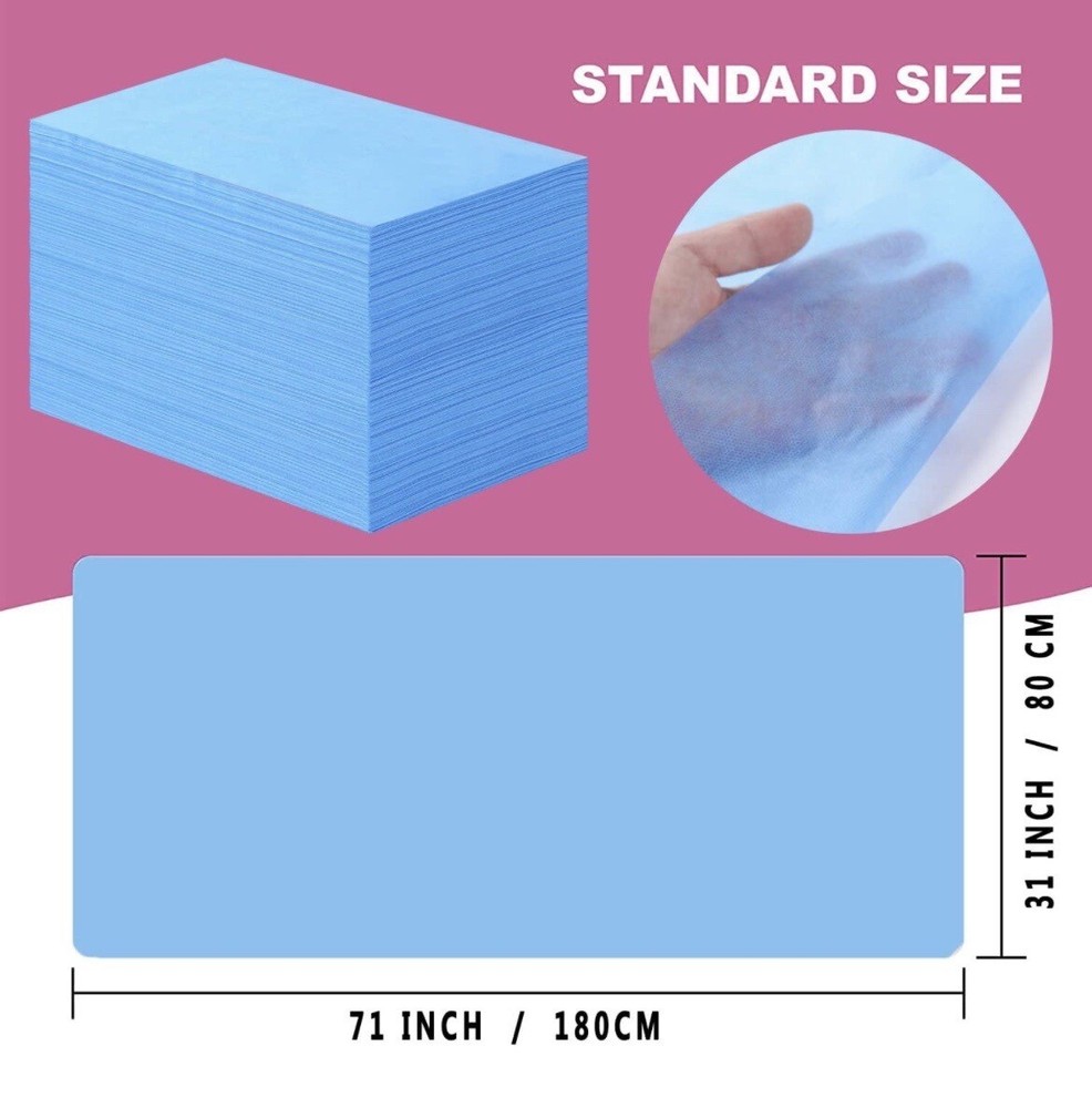 Xatumo 31" x 71" Disposable Massage Bed Sheets, Waterproof, 20-Count, Blue