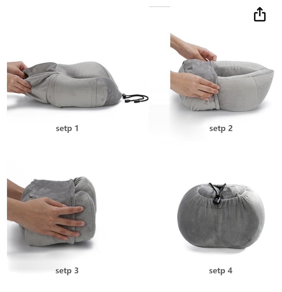 Travel Pillow Memory Form Grey Cloud wings With Bag