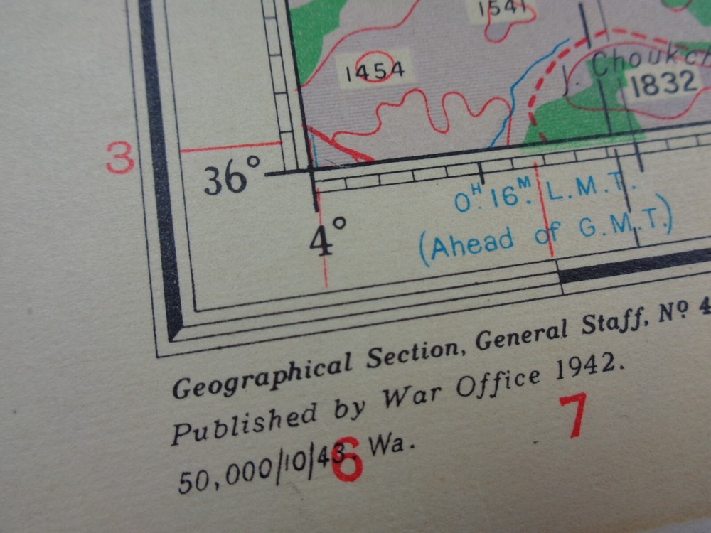 WW2 map of "CONSTANTINE" (ALGERIA) + BONE, SETIF etc (WING COMMANDER, DFC & BAR)