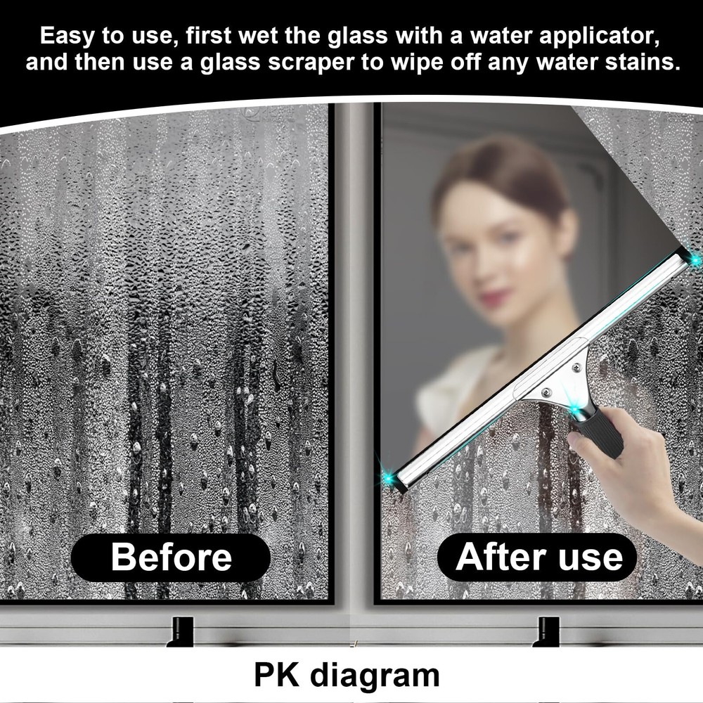 2Pack 14-Inch Multifunctional Rust Proof Window Cleaning Kit. for Shower Glas...