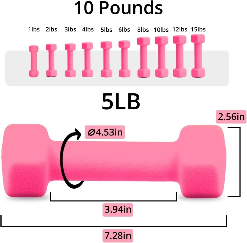 Hexagonal Weighted Dumbbells (1-15 LB) - Portable & Versatile for Workouts