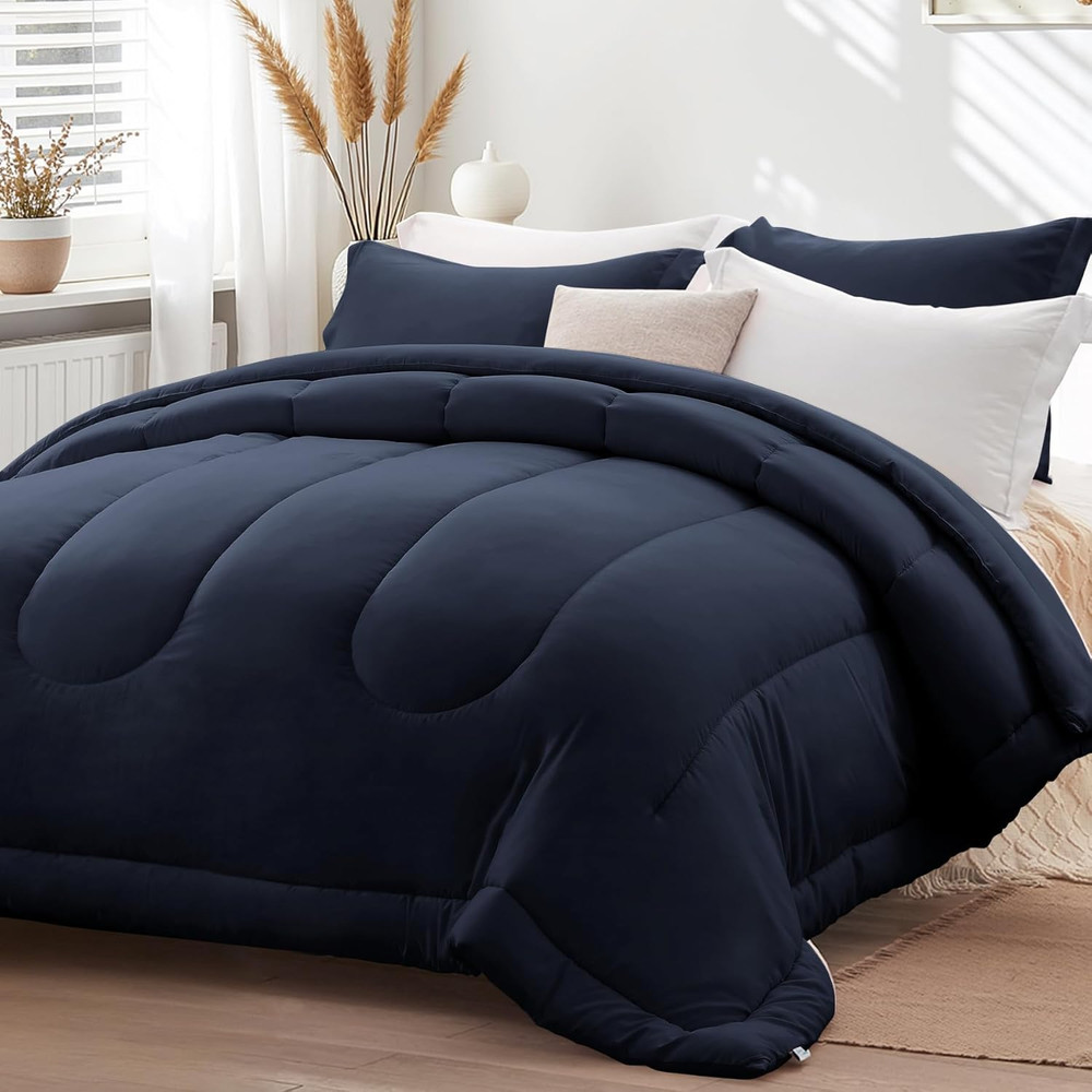 Queen Comforter Set - 3 Pieces Reversible Comforters Queen Size, Lightweight Bed