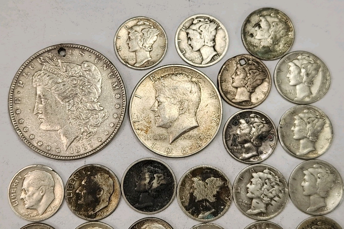 Lot of Damaged Bent Holed 90% Silver US Coins $4.60 Face Junk Silver As-Is