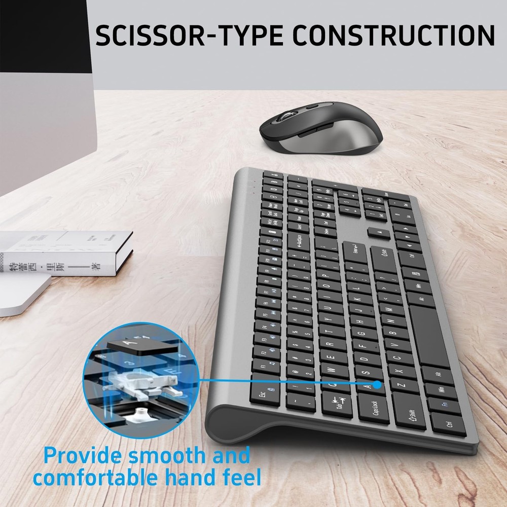 Wireless Mouse and Keyboard Combo, Full-Size Computer Keyboard with Calculato...
