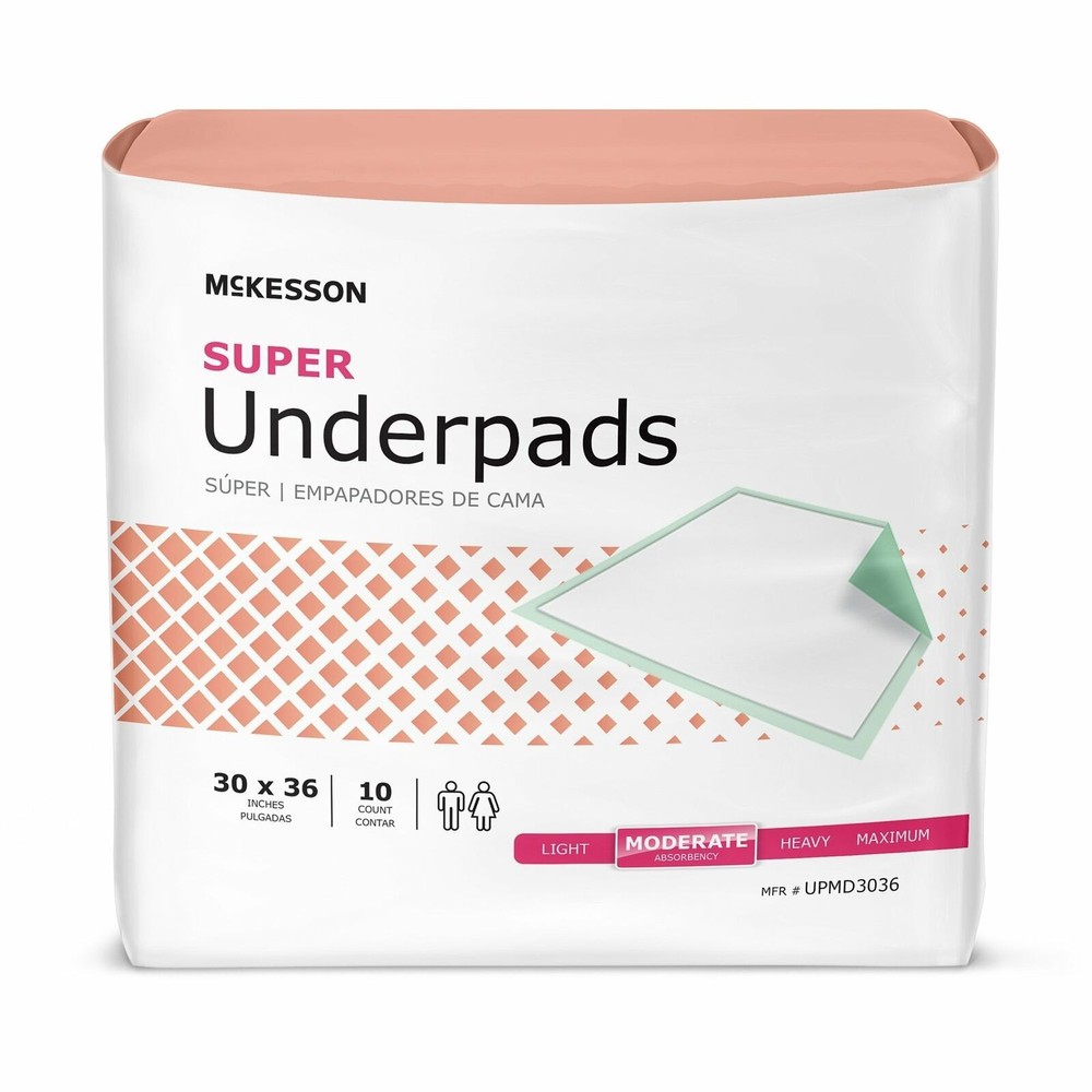 Odor Control MCK Super 30" X 36" Poly-back Underpad (10ct)