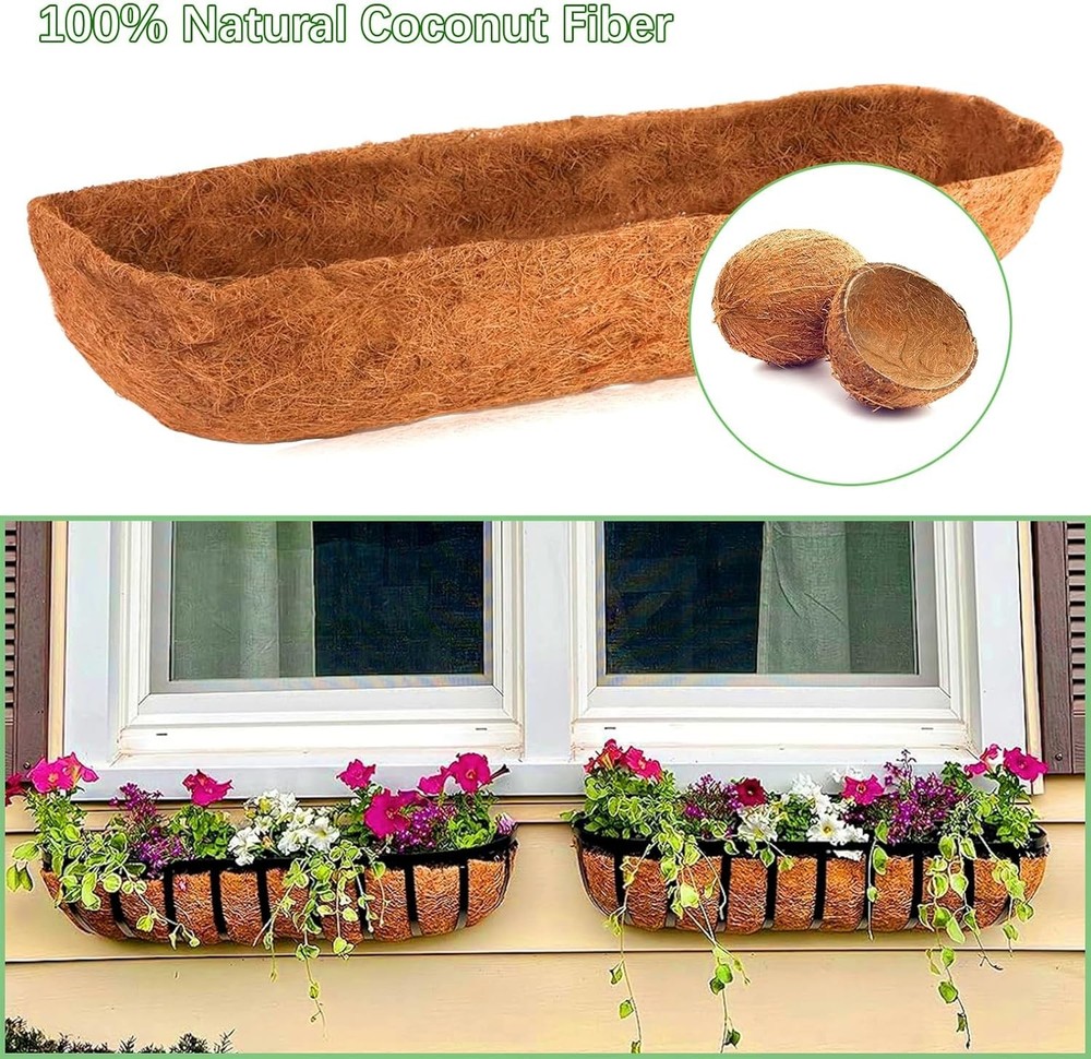 Coco Liners for Planters - 4 Pack 36 Inch Trough Coconut Liners for Planters,...