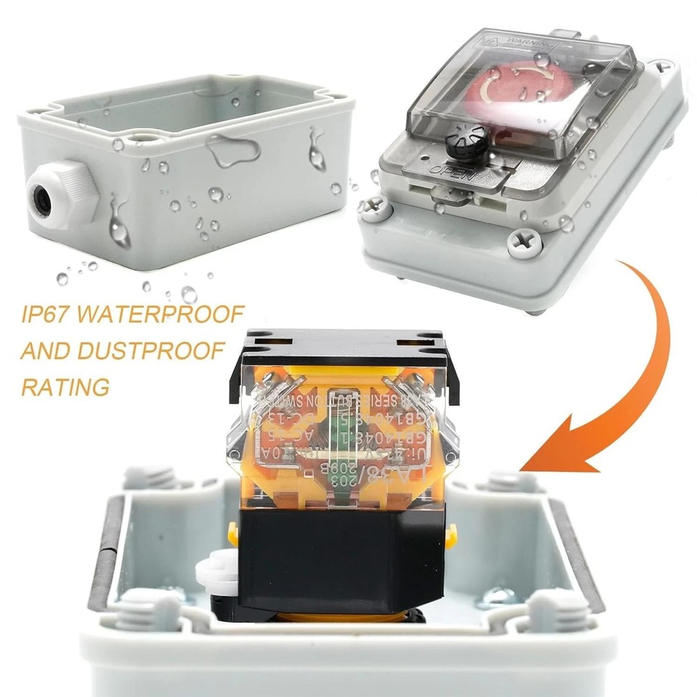 IP67 660V 10A Emergency Stop Button with Box, Emergency Shut off Switch E-Stop P