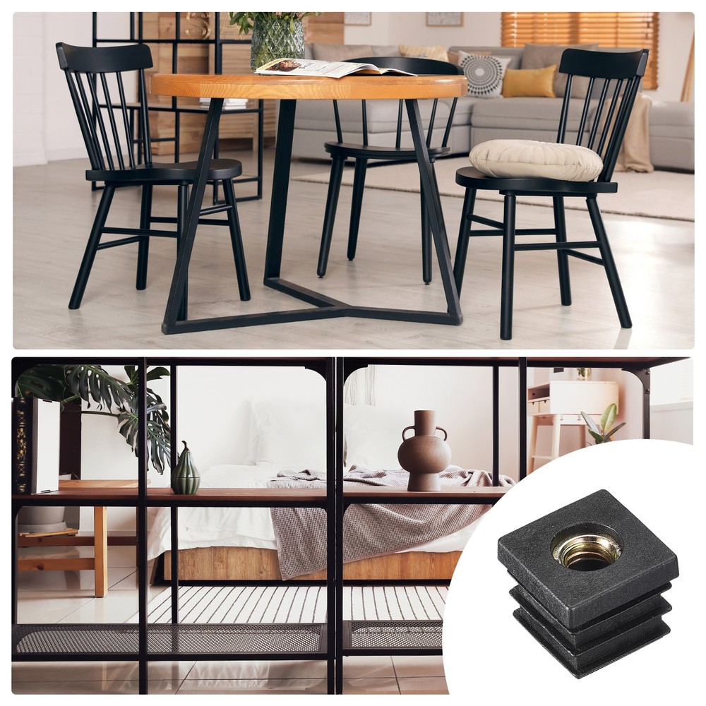 4Pcs 0.87"x0.87" Caster Insert with Thread, Square M8-1.25mm Thread