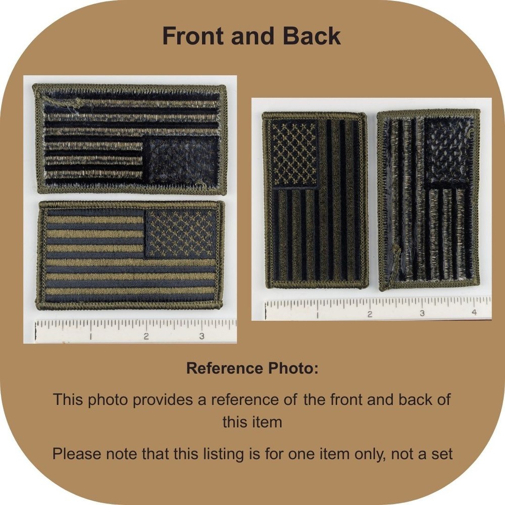 Reverse American Flag Patch - Subdued Olive Drab OD Green - Sew-On Patch