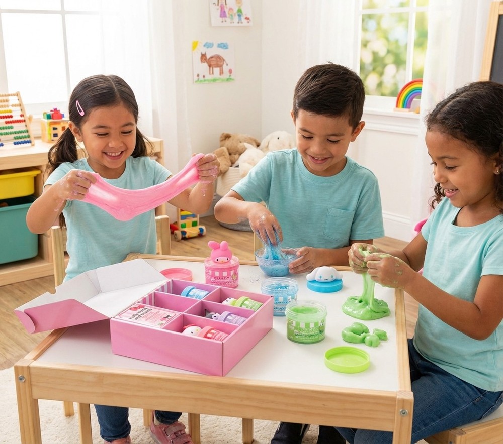 5-Pack Scented Slime Jars with Cute Character Lids, Soft Texture, Gift Set...