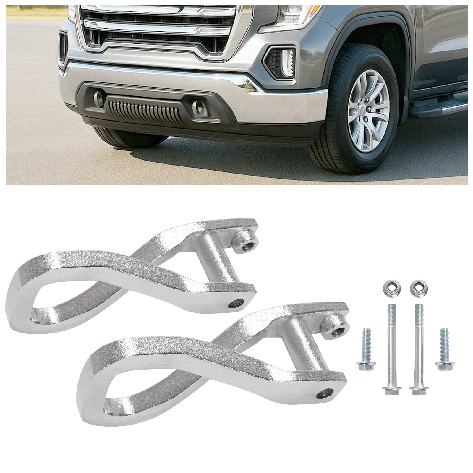 Front Chrome Tow Recovery Hooks w/ Bolts For GMC Sierra 1500 2019-2026 #84195902