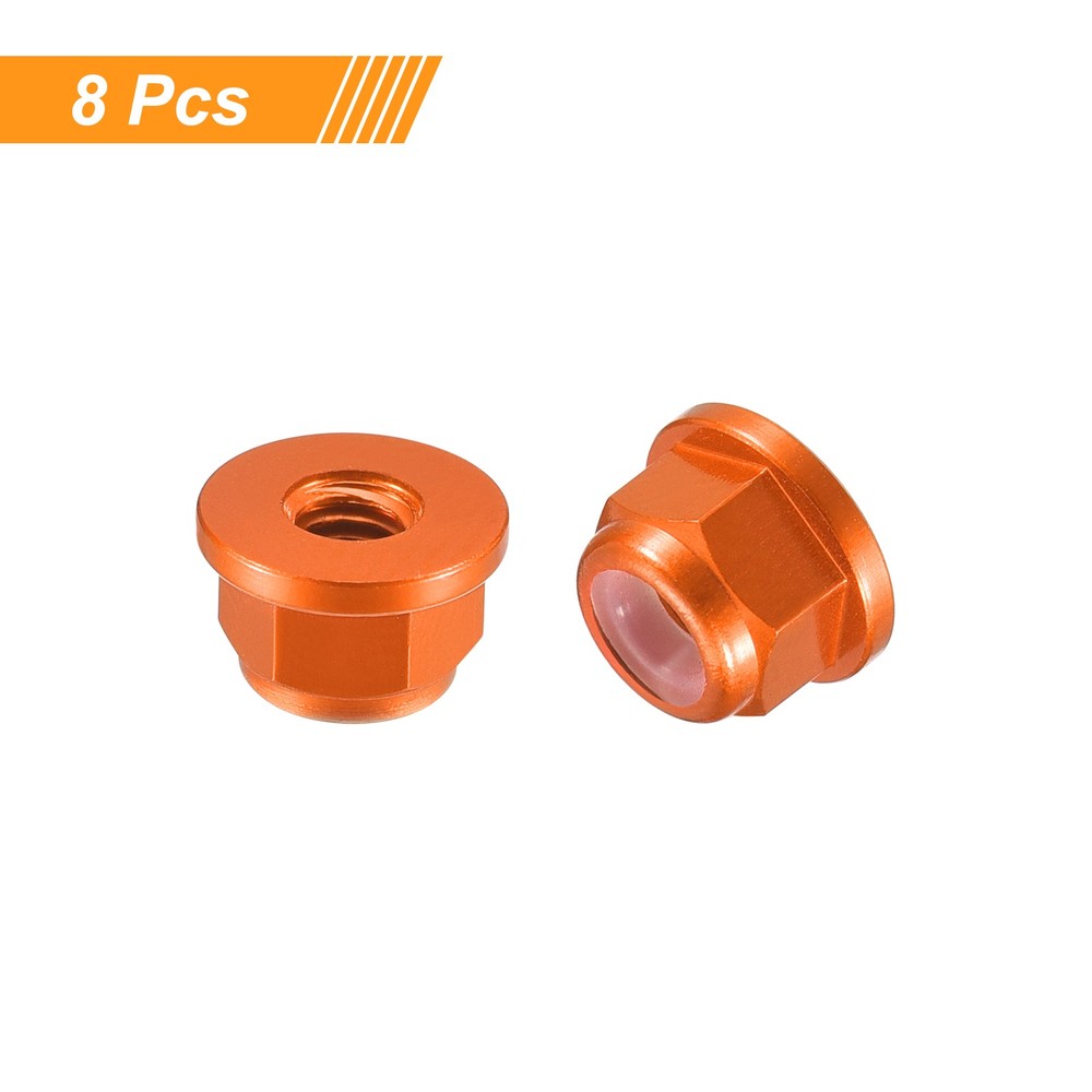 Nylon Insert Hex Lock Nuts, 8pcs - M3x0.5mm Self-Locking Nut(Orange)