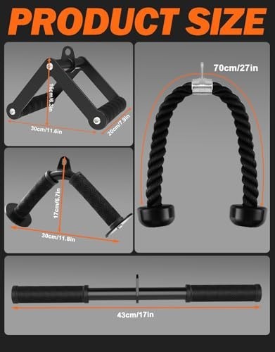 Cable Machine Attachment Set for Home Gym - LAT Pulldown with Non-Slip Grips