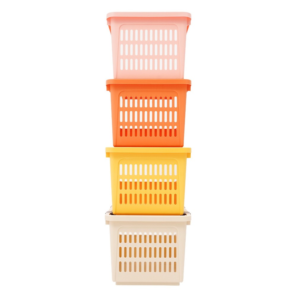 4 PCS Stacking Storage Baskets, Stackable Organizer Baskets, Storage Bins