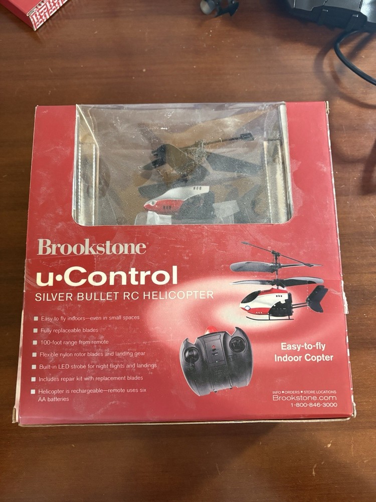 Brookstone u-Control Silver Bullet Remote Control Helicopter In Box - Red