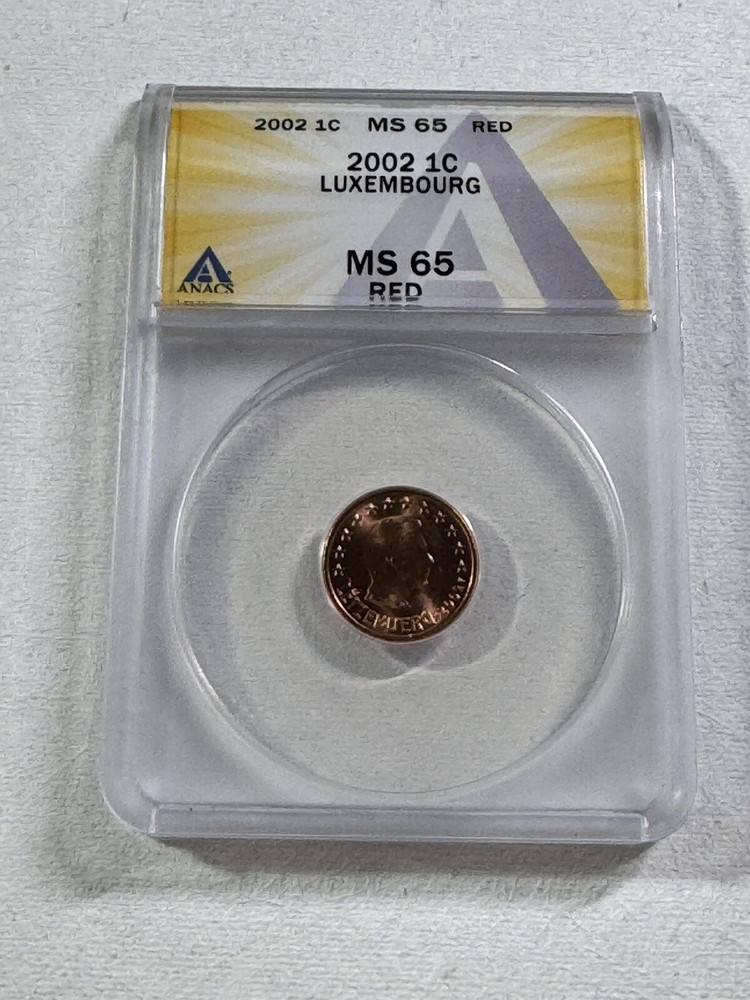 2002 Luxembourg 1 Cent Graded MS 65 RD by ANACS
