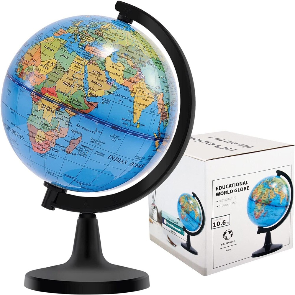 WORLD GLOBE EARTH Map Rotating Geography Ocean Classroom Learning Desktop