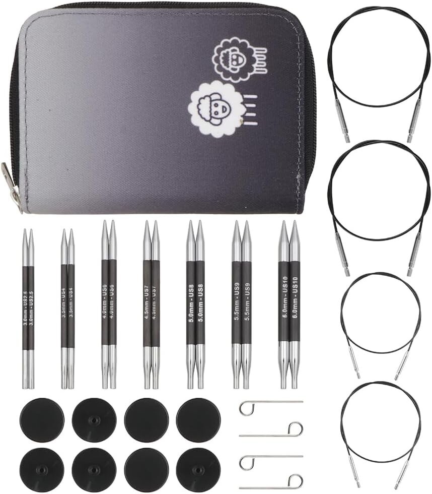 KnitPro Karbonz Interchangeable Needle Set 4"(10cm) - Midi