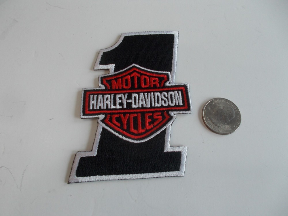 HARLEY DAVIDSON #1~PATCH~BADGE~EMBROIDERED~MOTORCYCLE~BIKER~ACCESSORY~4"~PATCH