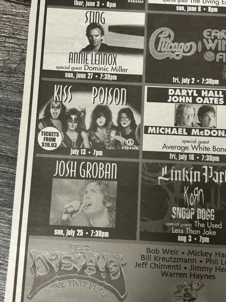 KISS Poison Concert Ad Advert Rock Nation Tour Tweeter Center NJ RUSH Prog 2004