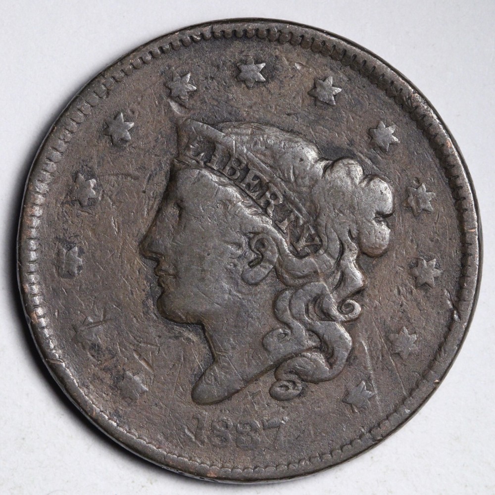 1837 Coronet Head Large Cent CHOICE FINE E170 WCH