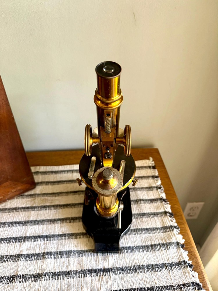 Antique E. Leitz Wetzlar Brass Microscope| Antique Brass Microscope in Org. Box