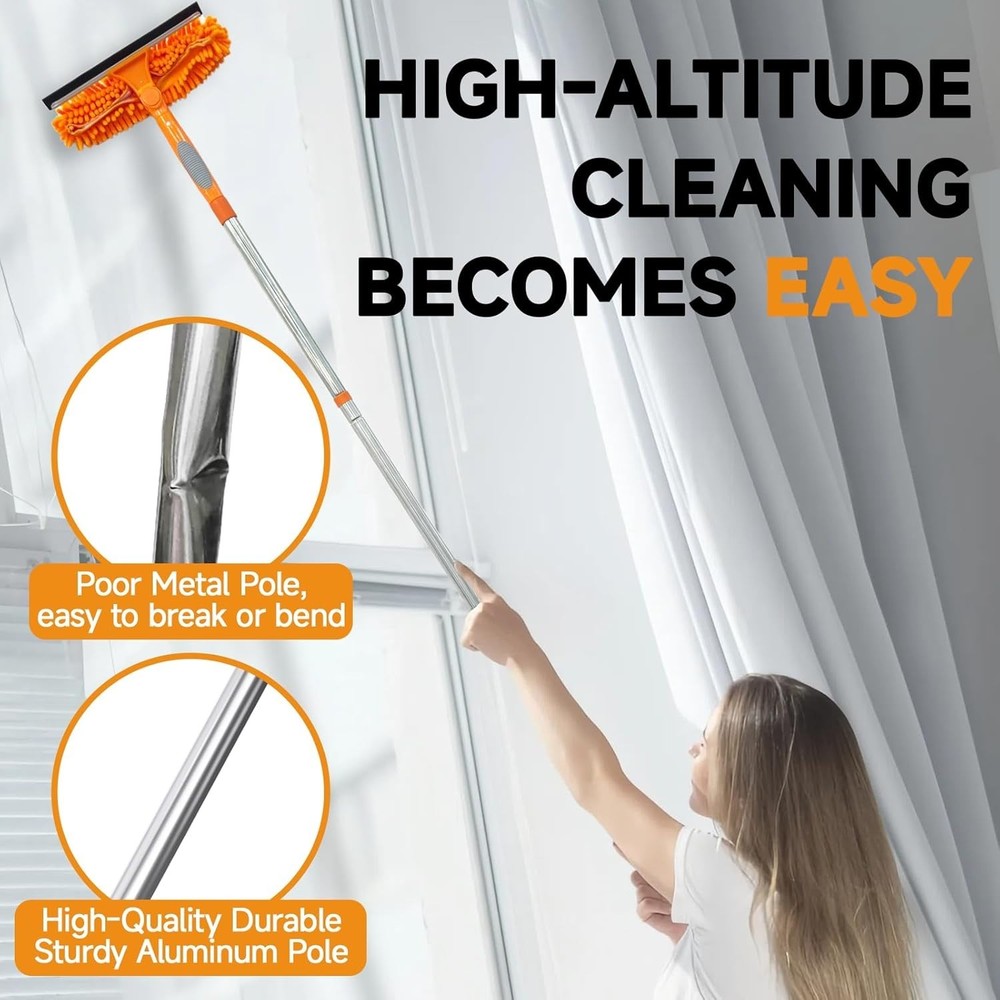 67" Squeegee Window Cleaner 2 in 1 Rotatable Window Cleaning Tool Kit with Ex...