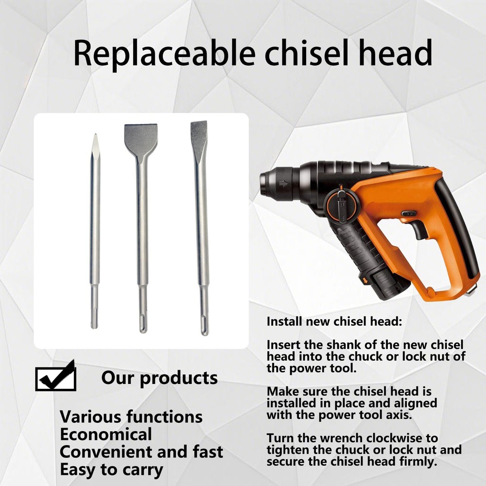 3PCS SDS Plus Set chisel Concrete Drill Chisels Tile Chisel Concrete Set, CH3PC