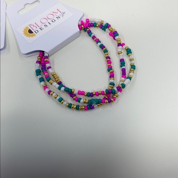 Stackable Multicolor Stretch Seed Bead Bracelets 3 pack Set Birthday Sprinkles