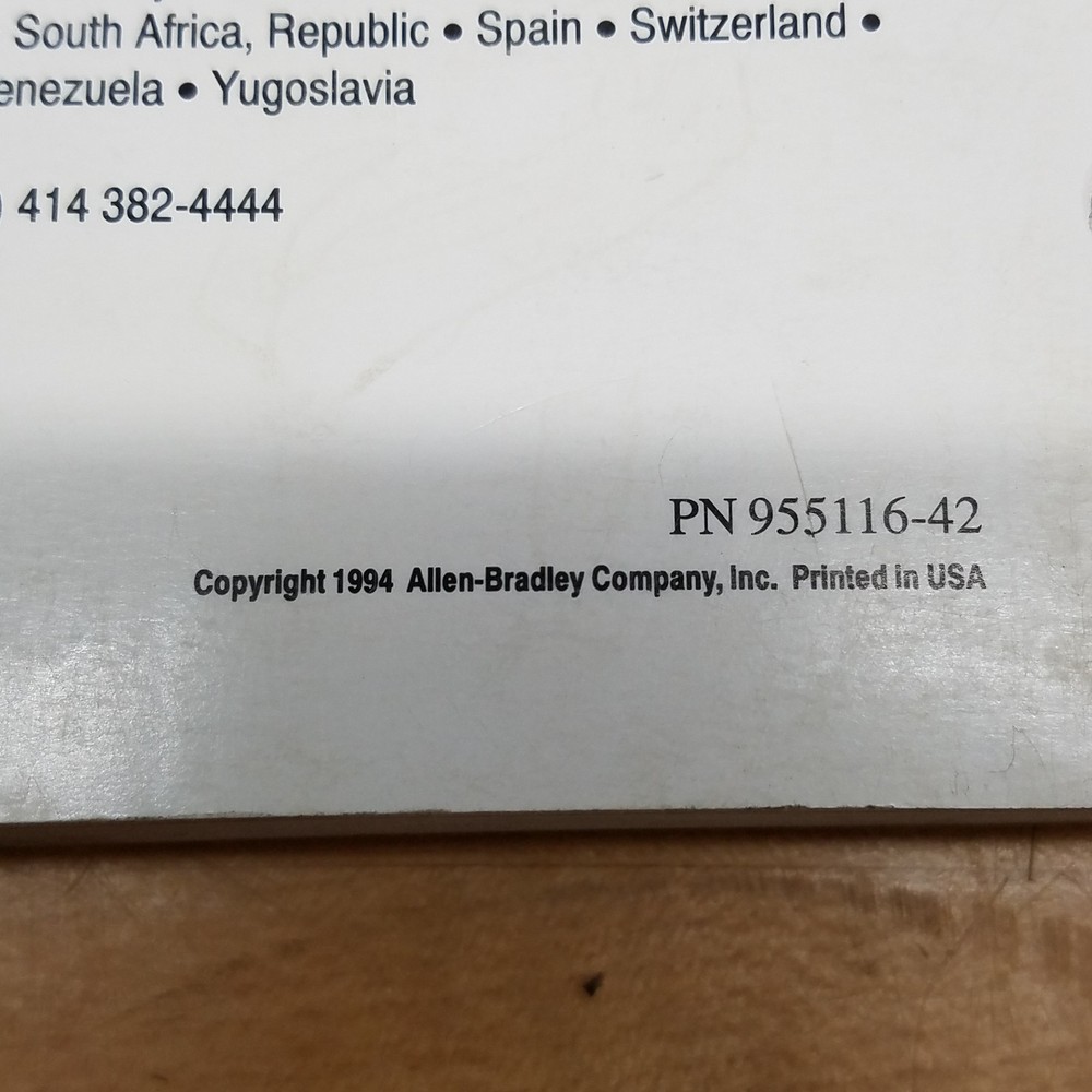 Allen Bradley 955116-42 PLC-5 Programmable Controllers User's Manual - USED