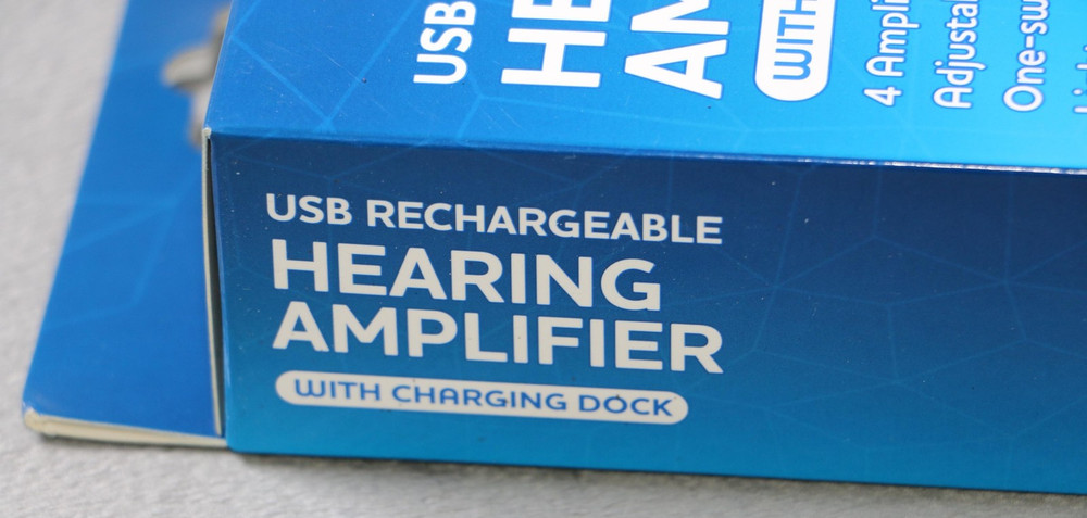 USB Rechargeable Hearing Amplifier 2 Pack w Charging Dock Adjustable Volume