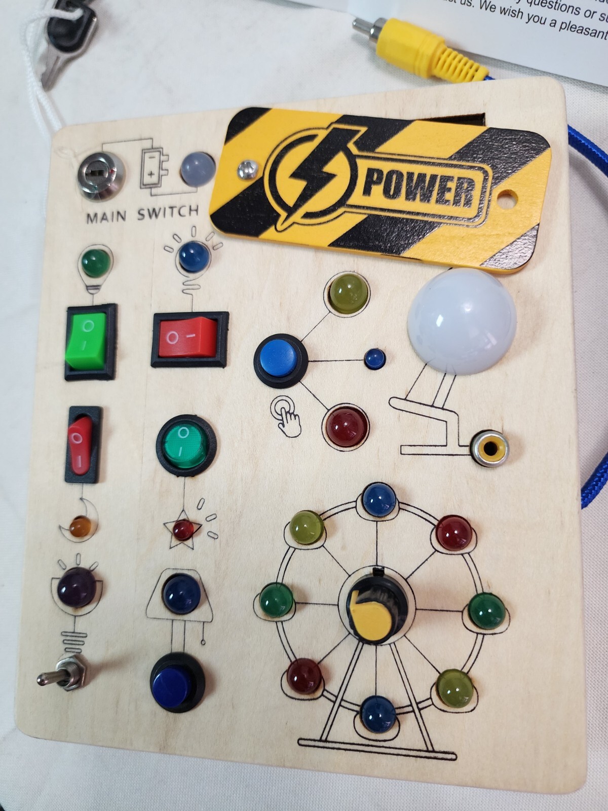 Hikoshi Montessori Busy Board Sensory LED Light Switch Board Toy for Toddlers 1+