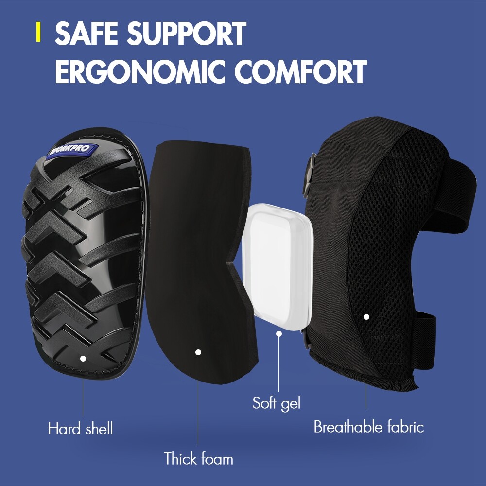 Gel Knee Pads Heavy Duty Work Kneepad Adjustable Buckle Strap Durable Button NEW