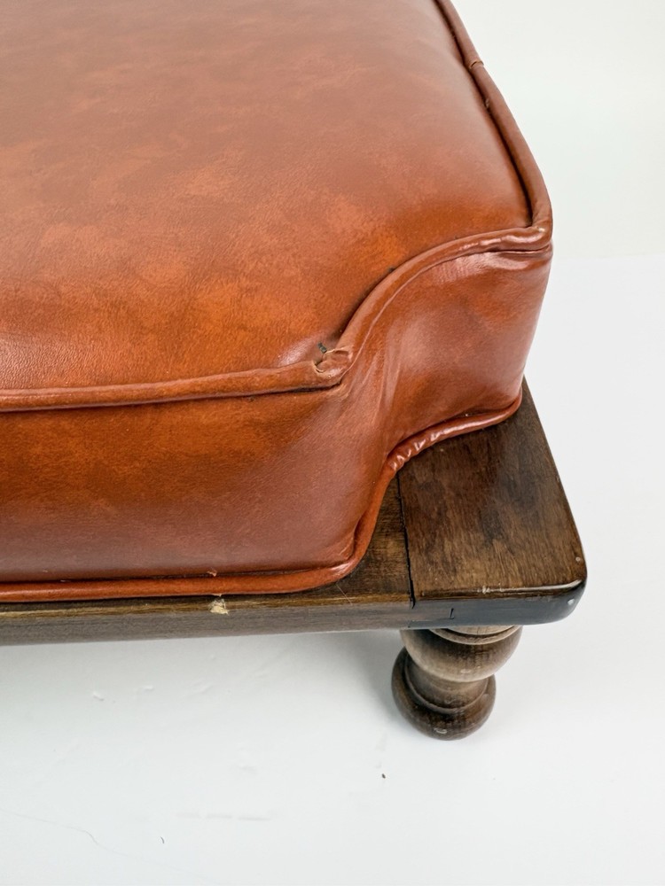 MCM Ethan Allen Stacking Stackable Foot Stools- Set of 2 Saddle Brown Orange17”