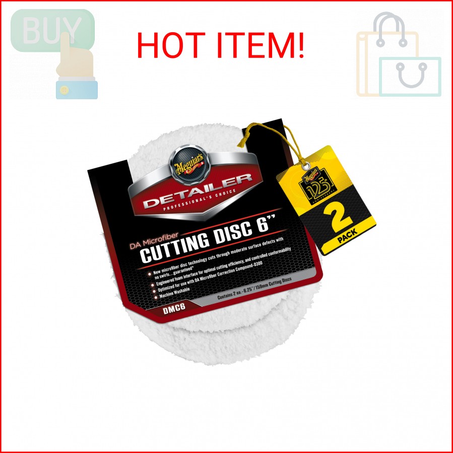 Meguiar's DA 6” Microfiber Cutting Disc, Microfiber Pads Compatible with a DA Po