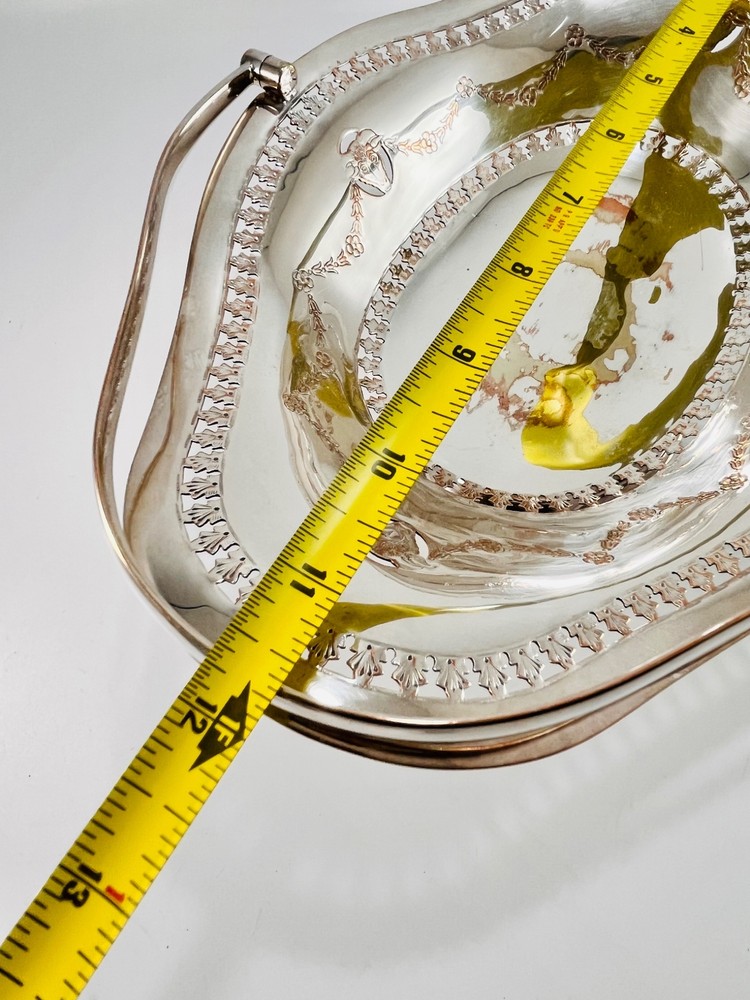 Vintage EPNS Silver Plated Footed Fruit Cake Bread Basket w/ Swing Handle