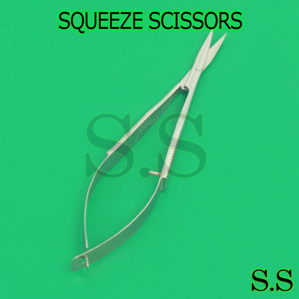 4" spring SQUEEZE scissors CURVED & Straight embroidery beading
