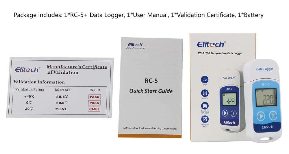 RC-5 USB Temperature Data Logger Recorder 32000 Points High Accuracy (5 Pack)
