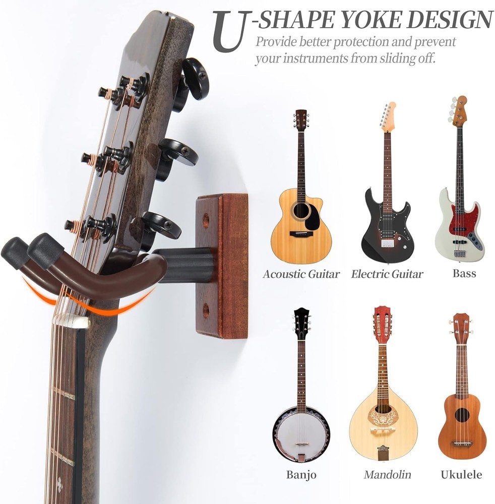 Guitar Wall Mount Hanger Solid Wood 1 pack hanger, 1 Pack hanger
