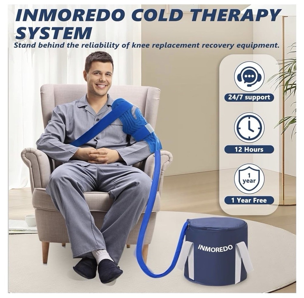 INMOREDO Cold Therapy System Programmable Knee Pad Pain Relief Blue