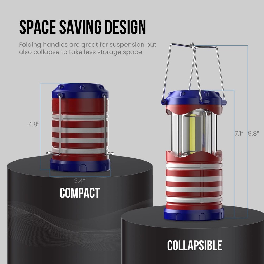 Lichamp LED Camping Lantern, 4 Pack Battery Powered Flashlight Red+White+Blue