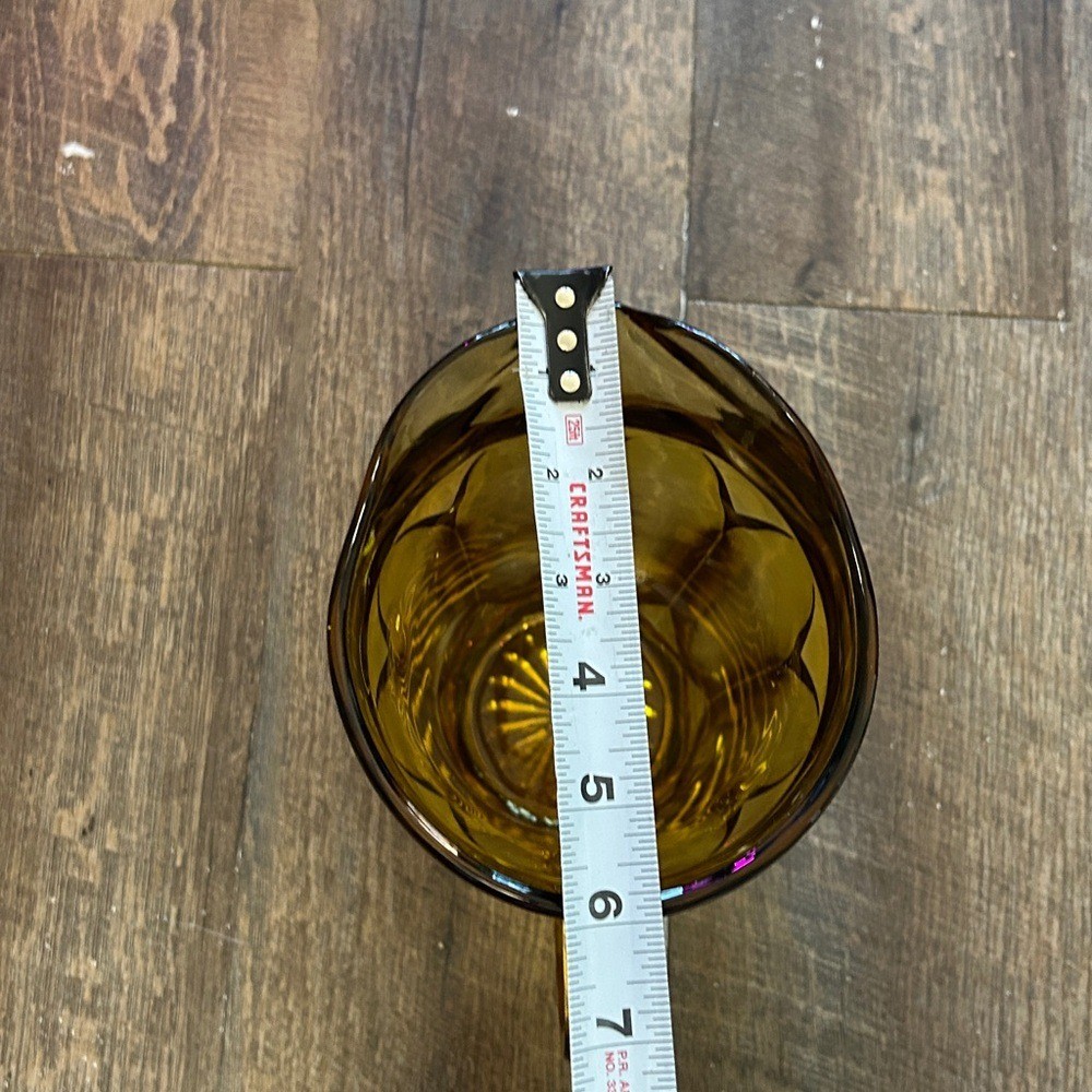 Vintage MCM Anchor Hocking Fairfield Amber Glass Pitcher Honey Gold Brown 1970's