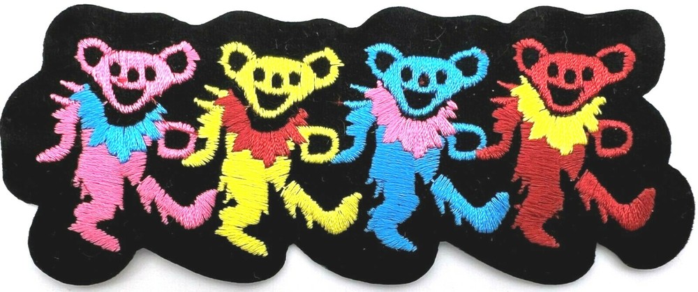 Grateful Dead Dancing Bears Embroidered Rock Iron On Patch Applique
