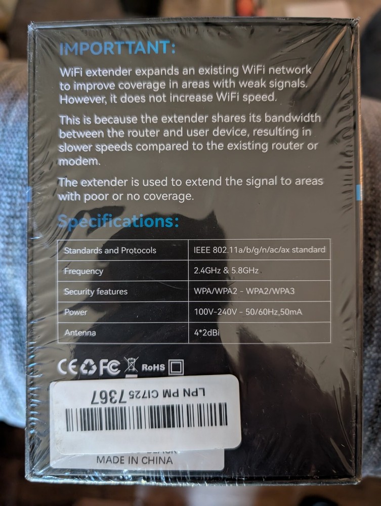 Wi-Fi 6 Range Extender (Repeater) - CF-XR182 - New Sealed