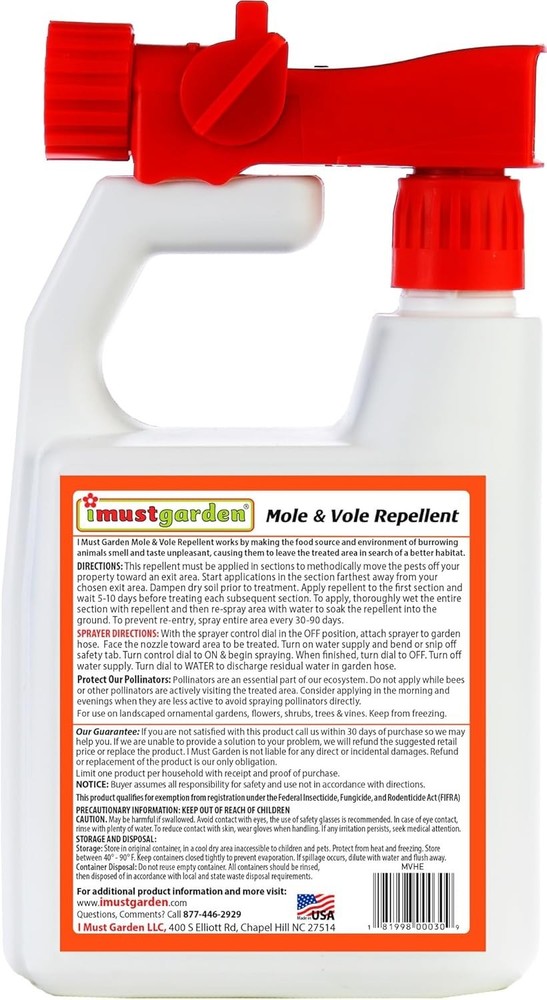 Mole & Vole Repellent Concentrate 32oz - Professional Strength, Mint-Scented